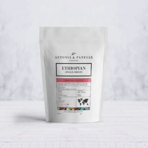 Ethiopian Single Origin Ground Coffee in a 250g white pouch
